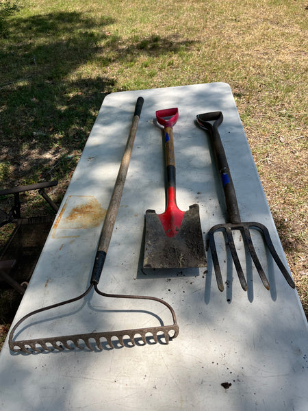 Rake, Short Shovel, & Short Pitch Fork Tool Lot B