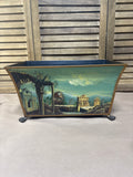 Metal Tole Lion Handle/Footed Planter