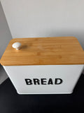 Farmhouse Style Metal Bread Box with Bamboo Lid