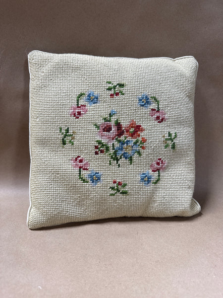 (A) Small Floral Needlepoint Pillow