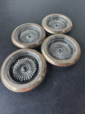 4-Piece Unbranded Pressed Glass & Sterling Silver Coasters