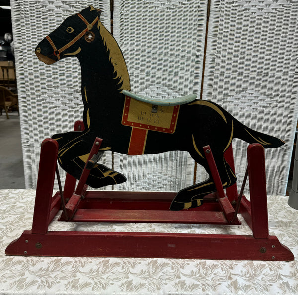 Black Beauty Vintage Wooden Swing Rocking Horse AS IS (PLEASE READ DESCRIPTION CAREFULLY)