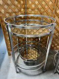 Set of 2 Round Chrome/Mirrored/Glass Side Tables with Extra Removable Tray