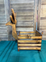 C-Vintage Wooden Reindeer Box Basket Planter