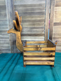 C-Vintage Wooden Reindeer Box Basket Planter
