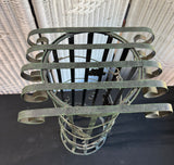 Green Vintage Metal Scroll Grapevine Column Plant Stand