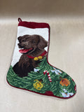 Chocolate Lab Needlepoint Christmas Stocking