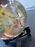 (G) Bubble Floral Garden Art Glass Paperweight on Stand AS IS (READ DESCRIPTION CAREFULLY)