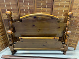 Queen Bed with Carved Headboard with Metal Side Rails, No Slats