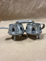Norwegian Pewter Sugar And Creamer With Tray — Signed