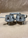 Norwegian Pewter Sugar And Creamer With Tray — Signed