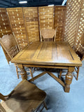 Oak Dining Table with Pull Out Leaves, and (4) Chairs ***HEAVY ITEM***
