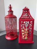 Pair of Red Metal Decorative Lanterns
