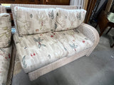 Lexington Casual Off White/Cream Wicker/Rattan Sectional Sofa with Glass Top Table