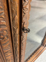 1880's German/French Huntsman's Hand Carved Oak 2 Piece China Cabinet ***HEAVY ITEM***READ DESCRIPTION CAREFULLY***