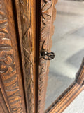 1880's German/French Huntsman's Hand Carved Oak 2 Piece China Cabinet ***HEAVY ITEM***READ DESCRIPTION CAREFULLY***