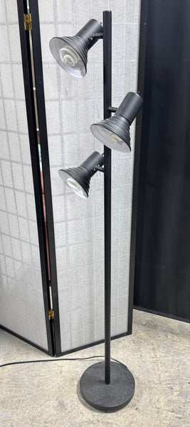 Black Metal 3-Shade Adjustable Floor Lamp (WORKS) (2 AVAILABLE—PRICED INDIVIDUALLY AT $35 EACH)