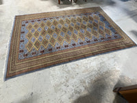 L- Hand Knotted Rug, BLue/brown tones,  12 ft x 8 ft