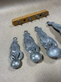 Pewter Lobster Measuring Spoon Set With Wall Hanging