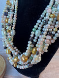RS Stamped Multi-Layered Pearl & Sterling Silver Necklace