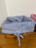 Red And Blue Gingham Lined Wicker Baskets - Pottery Barn Sabrina Baskets - Pair