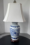 Botanical Blue & White Chinoiserie Ceramic Urn Lamp (WORKS)