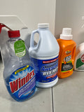Cleaning Lot B. Most bottles at least half full