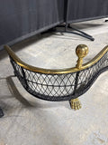 Brass And Black Metal Footed Fireplace Fender