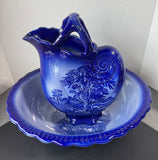 Homestead England Flow Blue Ceramic Pitcher & Basin