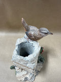 Resin Bird Perched On Rock Candle Holder