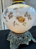 Victorian Style Floral Gone with the Wind 3-Way Parlor Lamp (WORKS)