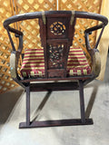 Chinese Horseshoe Back Folding Arm Chair with Cushion