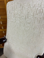 Queen Anne Style Arm Chairs with Cream Tone Fabric with Alphabet Embossed Design, (2)