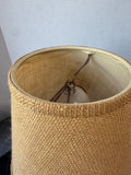 Black Metal Scroll Accent Lamp with Burlap Shade (WORKS)