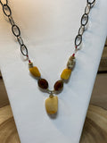 Polished Stone/Silver Tone Necklace