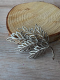 Filigree Silver Tone Leaf Brooch
