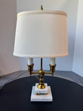 Brass & Marble French Country Style 3-Way Bouillotte Lamp (WORKS)