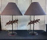 Pair of Guild Master Metal Fox Hunters Table Lamps (WORKS)