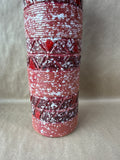 Red Geometric Cylinder Shaped Italian Vase With White Specks