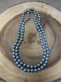 Double Strand of Silver Beaded Necklace