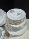 61-Piece Fukagawa Arita Japan Gilt Bamboo China Set