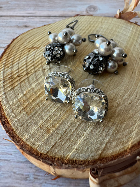(E) Pair of Silver Tone Earrings