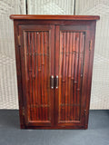 Split Bamboo 2-Drawer Vintage Cabinet with Adjustable Shelves