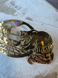 Wild Bryde Vintage Gold Tone Cats Lapping Milk Brooch