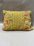 Yellow Floral Needlepoint Art Pillow With Velvet Back