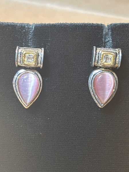 Silver Tone/Pink Earrings