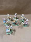 Lot Of 7 Ceramic Ragtime Bunnies