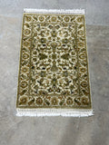 Small Hand Woven Rug (A); cream/brown/khaki color tones; 40"x24"