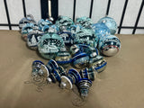 25 pc Blue/Silver Vintage Glass Ornaments, Lot K