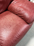 Natuzzi Leather Love Seat, deep red tone